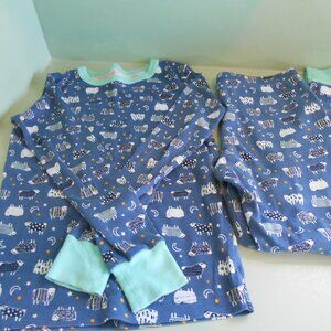 Lands End 2 Pc Pajama Set Blue w/Sheep Aqua cuffs Youth Girls Size 14 NWOT